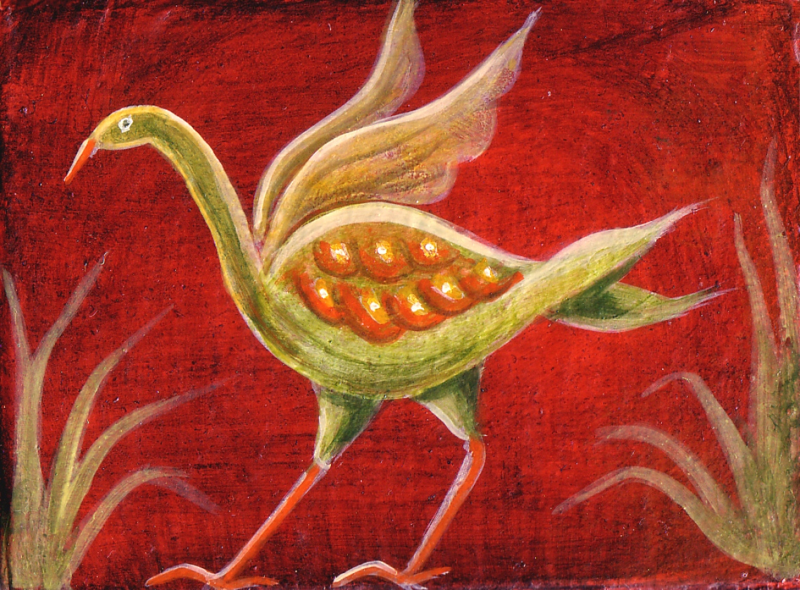 Red mythical bird